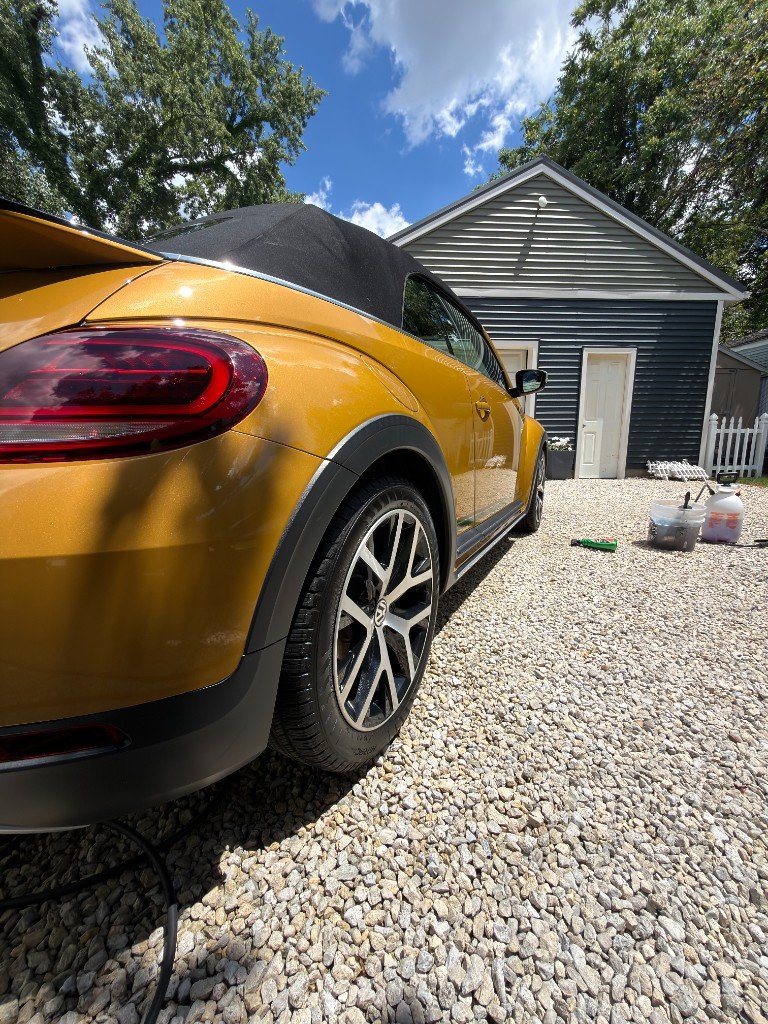 Drive N Shine mobile detailing setup in a customer's driveway